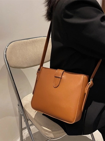 Damen Fashion PU Leder Quadratische Umhängetasche Minimalistisch Einfarbig Schultertasche Mit Verstellbarem Riemen Handtasche