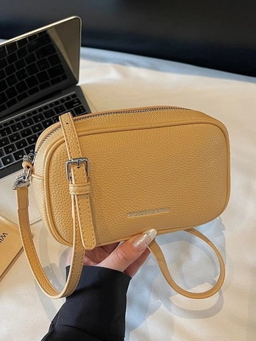 Borsa a Tracolla da Donna in Pelle PU Alla Moda Texture a Litchi Tracolla Regolabile Hardware Argento Borsa a Spalla Casual