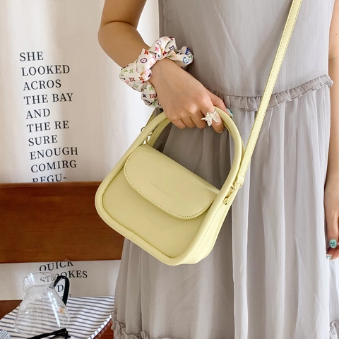 Borsa a Mano da Donna Minimalista in Pelle PU Elegante Piccola Borsa a Tracolla Quadrata Borsa Sottobraccio a Tinta Unita