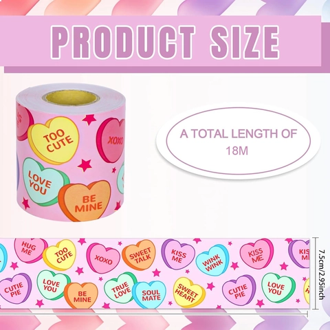 Valentine's Day Conversation Hearts Bulletin Board Border Stickers For Classroom Office Decoration Pink Heart Pattern Self-Adhesive Trim Roll