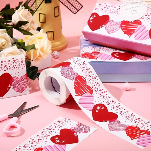 Adesivi per Bordi della Bacheca a Cuore di San Valentino Bordo Ondulato Adesivo in Rotolo Romantico Decorazione della Parete