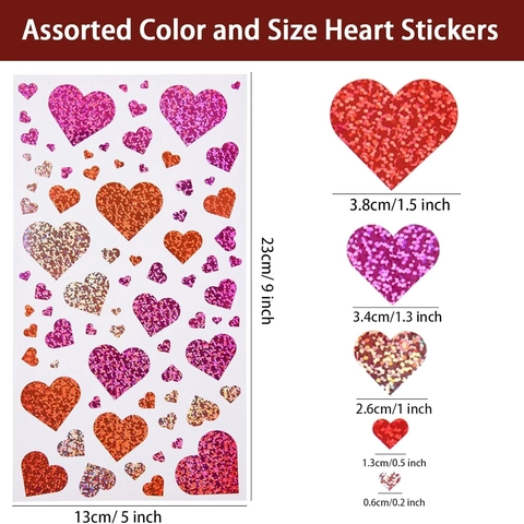 Etichette Laser Adesive a Forma di Cuore Glitterate per San Valentino Bambini Ricompensa Busta Confezione Regalo Adesivi a Forma di Cuore Olografici Impermeabili