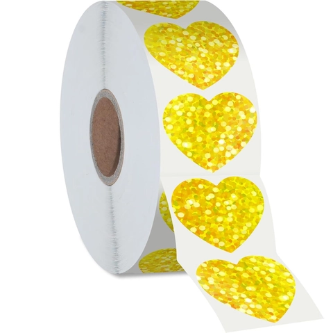 Autocollants Laser Holographiques en Forme de Cœur Étiquettes Autocollantes Décoratives pour DIY Saint-Valentin Emballage Cadeau Décoration Scrapbooking