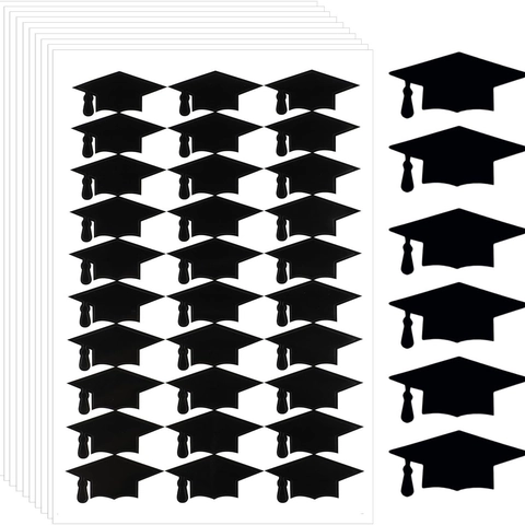 Adesivi Cappello di Laurea Neri Silhouette Tocco Accademico Etichette per Decorazioni Festa di Laurea Adesivi Sigillo