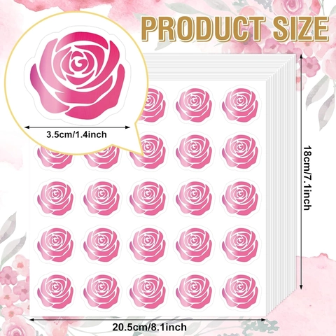 Etichette Adesive Motivo Rosa Cartone Animato Rosa Rosso Floreale Sigillo Decorativo Adesivi per Buste Matrimonio Carte Fai Da Te
