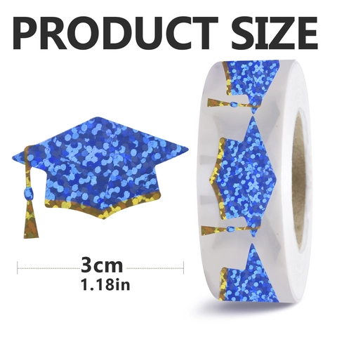 Adesivi Olografici Blu a Forma di Tocco Accademico per Laurea Decorazione Sigilli per Buste Regalo Celebrazione Bomboniere per Feste