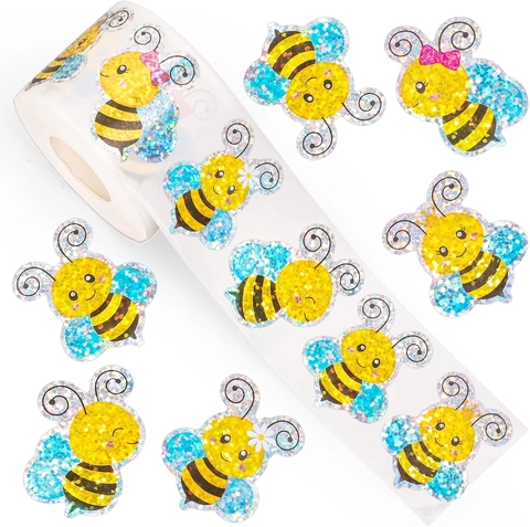 Cartoon Laser Glitter Stickers Roll Decorative Labels For Scrapbooking Gift Sealing DIY Multi Patterns Tulip Butterfly Decor
