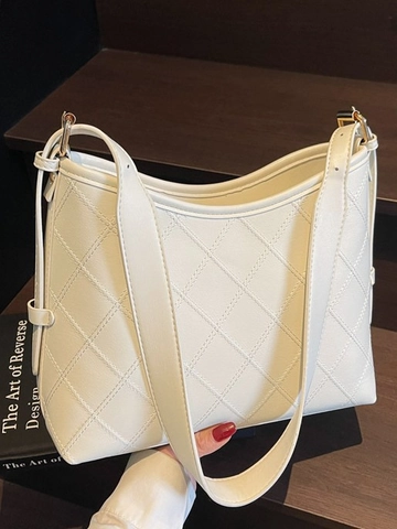 Damen Urban Minimalistisch Gesteppt Rhombus PU Leder Tote Bag Mode Große Kapazität Schulter Crossbody Tasche Mit Metallreißverschluss