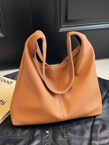 Vintage Casual Tote Tasche Mit Großer Kapazität Für Damen Sommer Mode Weiches PU Leder Litschi Textur Umhängetasche Pendeln Handtasche