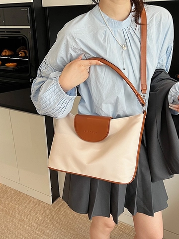 Mode Damen Achseltasche PU Leder Spleiß Lässige Schultertasche Vielseitige Reißverschluss Tote Handtasche Für Den Alltag