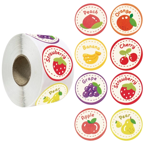 Cartoon Fruit Adhesive Stickers For Gift Sealing Cute Strawberry Apple Pattern Labels For Kids Scrapbooking And Decoration