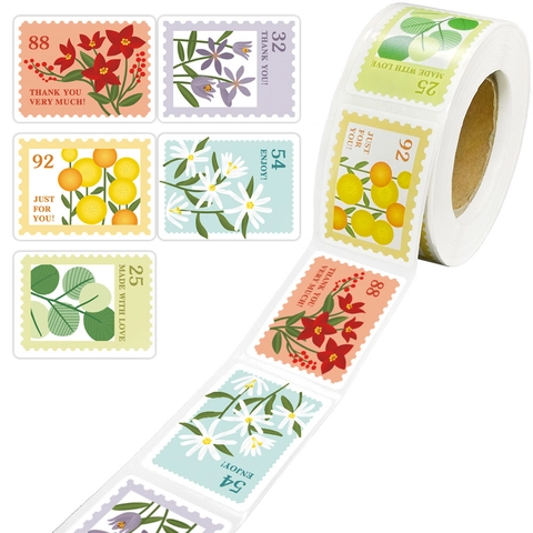 Vintage Blumen Briefmarken Aufkleber Beschichtetes Papier Selbstklebende Scrapbooking Etiketten Für Geschenkdekoration Siegel Botanische Blumenaufkleber