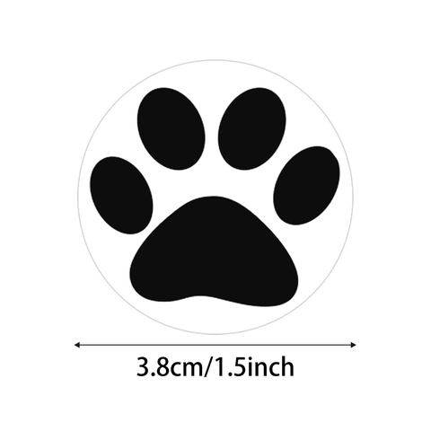 Round Paw Print Adhesive Stickers Dog Cat Animal Footprint Decorative Labels For Gift Wrapping Scrapbooking DIY Crafts Jewelry Packaging