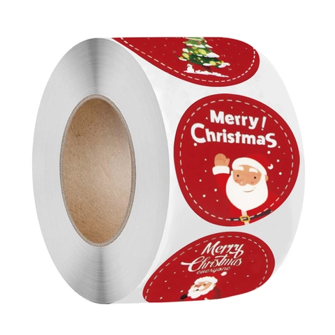 Weihnachten Cartoon Runde Aufkleber Rolle Weihnachtsmann Rentier Schneemann Muster Feiertag Geschenkverpackung Versiegelung Etiketten