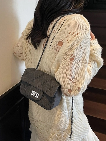 Dames Mode Gewatteerde PU Lederen Crossbody Tas Kleine Vierkante Flap Tas met Kettingriem en Metalen Bolregelaar voor Dagelijks Gebruik
