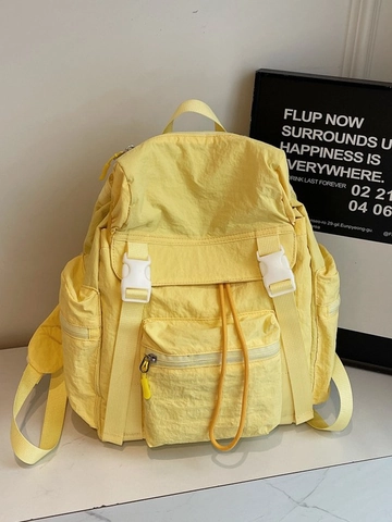 Zaino da Donna in Nylon ad Alta Capacità Borsa da Scuola per Studenti Zaino da Viaggio All'aperto Casual Con Fibbie Coulisse