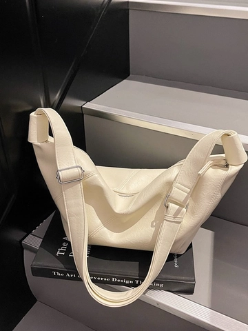 Sac Dumpling Femme Minimaliste Français en Cuir PU Souple Vintage Croissant Sac Bandoulière Quotidien Navette Grande Capacité