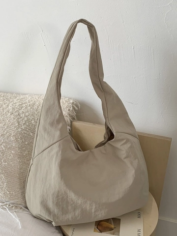 Women's Large Capacity Tote Bag Lightweight Wrinkled Nylon Shoulder Bag Minimalist Casual Hobo Bag For Commuting Travel