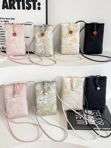 New Chinese Style Embroidery Crossbody Phone Bag Mini Vintage Floral Landscape Pattern Small Messenger Bag For Women