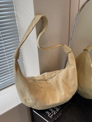 Borsa a Tracolla Croissant da Donna Grande Capacità Stile Coreano Semplice Patchwork Hobo Moda in Tessuto Spalla