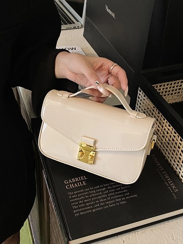 Women Patent Leather Crossbody Bag Gold Hardware Small Square Flap Handbag Versatile Shoulder Bag For Daily Fashion