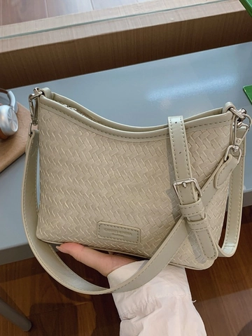 Damen Gewebte Unterarmtasche Eimertasche PU Leder Minimalistische Schultertasche Casual Daily Crossbody Tasche