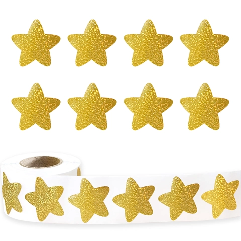Golden Glitter Star Stickers For Rewarding Students And Decorating Gifts Laser Self Adhesive Stickers For Office School Stationery