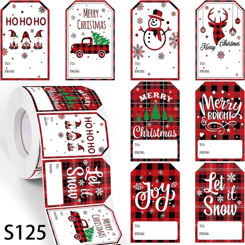 500 Pezzi Etichette Regalo Di Natale Adesive Rotolo Carta Kraft Plaid Etichetta To From Decorazione Regalo Per Festa Di Natale