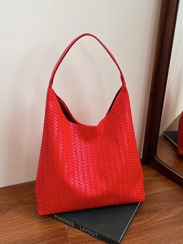 Große Kapazität PU Geflochtene Hobo Tasche Für Damen Urban Minimalistisch Tote Und Beutel Set Karomuster Einzelne Schultertasche