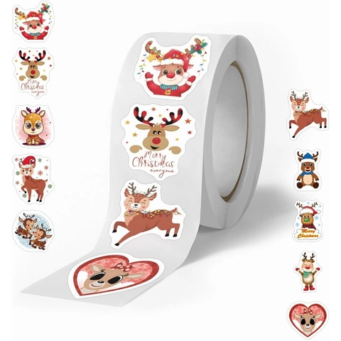 Cartoon Reindeer Dinosaur Monkey Duck Stickers Roll Decorative Adhesive Labels For Gift Wrapping Scrapbooking DIY Crafts