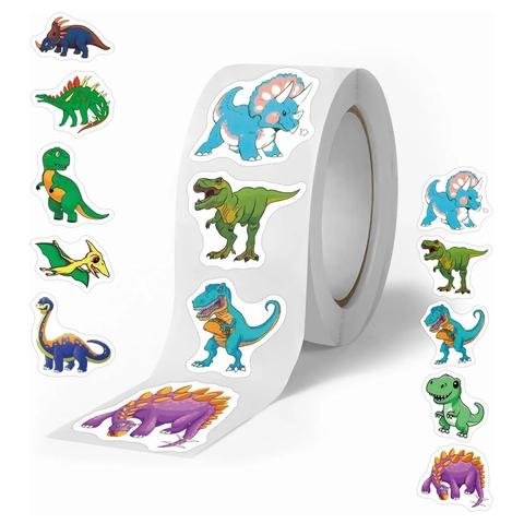 Cartoon Tier Belohnungsaufkleber Rolle Dinosaurier Ente Affe Muster Selbstklebende Dekorative Etiketten Aufkleber Für Basteln