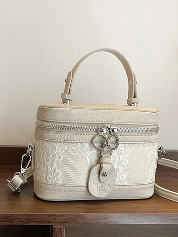 Vintage Damen Box Tasche Spitze Blumen PU Leder Umhängetasche Doppelreißverschluss Schultertasche Stilvolle Handtasche Für Den Alltag