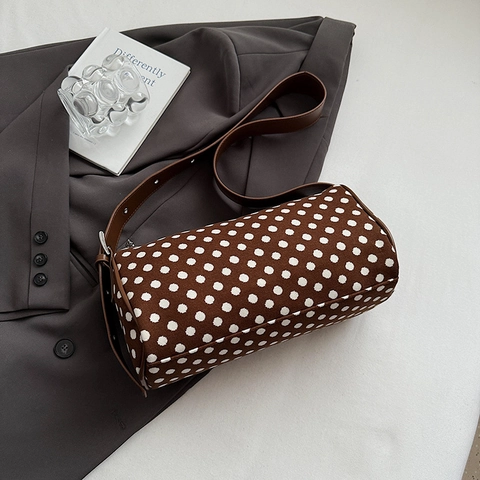 Damen Punktmuster Zylindertasche PU Leder Schultertasche Retro Urban Minimalistisch Bedruckt Täglich Pendeln Handtasche