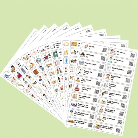 Bilingual English Learning Stickers For Kids Waterproof Audio QR Code Daily Life Vocabulary Sentence Cartoon Educational Labels