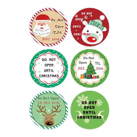 Christmas Stickers Roll Round Adhesive Holiday Labels For Gift Wrapping Santa Reindeer Pattern DIY Envelope Seal Labels