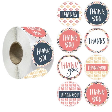 Boho Geometrischer Stil Thank You Siegelaufkleber Runde Dekorative Etiketten Für Geschenkverpackung Hochzeit Party Bäckerei Deko