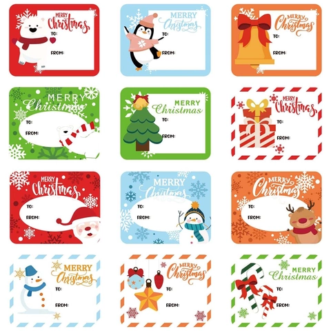 Weihnachten Merry Christmas Geschenkanhänger Selbstklebend Bedruckt Aufkleber Mit To From Unterschriftsbereich Für Kinder Spielzeug Dekoration
