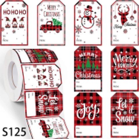 500 Pcs Christmas Gift Tags Stickers Roll Kraft Paper Buffalo Plaid Label To From Holiday Present Decoration For Xmas Party