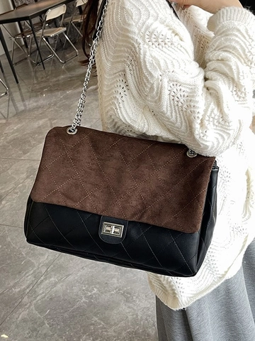 Damen Große Kapazität Shopper PU Leder Rautensteppung Kette Schultertasche Umhängetasche Mode Handtasche Für Den Alltag