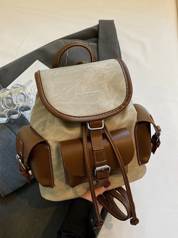 Vintage Γυναικείο Σακίδιο Patchwork από Δέρμα PU Στυλ Denim Τσάντα Κουβά Μεγάλης Χωρητικότητας Casual Ταξίδι Σχολείο Τσάντα Ώμου