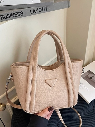 Sac Seau en Cuir PU pour Femmes Minimaliste Motif Litchi Sac à Main Avec Poignée Bandoulière Mode Décoration Triangle