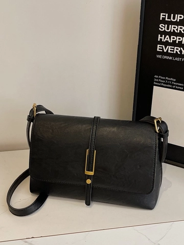 Vintage Women PU Leather Crossbody Bag Fashion Small Square Shoulder Bag Retro Flap Messenger Bag With Bead Pendant Decor