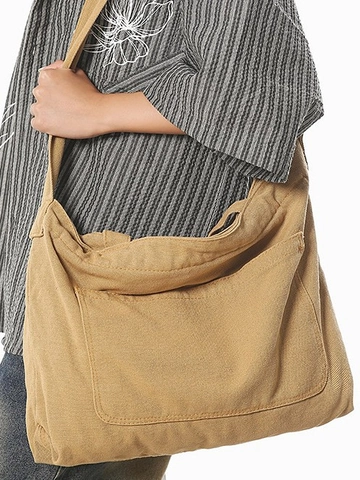 Große Kapazität Canvas Tote Bag Für Damen Herren Casual Gewaschene Umhängetasche Einkaufs Tasche Mit Mehreren Taschen Messenger Bag
