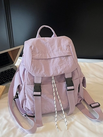 Fashion Women Lightweight Backpack Versatile Drawstring Bucket School Bag Casual Outdoor Travel Multi-pocket Shoulder Bag