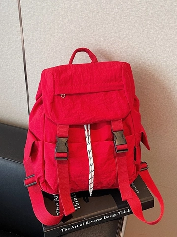 Fashion Women Lightweight Backpack Versatile Drawstring Bucket School Bag Casual Outdoor Travel Multi-pocket Shoulder Bag