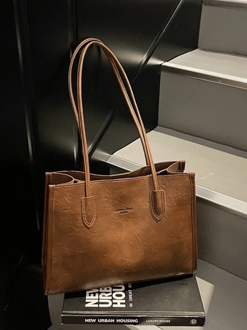 Sac Fourre-tout Vintage en Cuir PU pour Femmes Grande Capacité Bureau Travail Sac à Main Avec Petite Pochette Surpiqûres Rétro Sac à Bandoulière