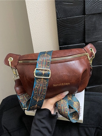 Vintage Damen Umhängetasche Aus PU-Leder Mit Böhmischem Breitem Gurt Retro-Knödelform Lässige Kleine Schultertasche Für Reisen