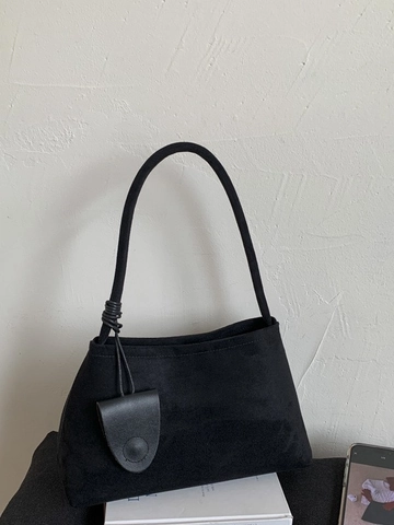 Bolso de Axila de PU con Textura de Gamuza para Mujer Bolso de Hombro Minimalista Retro Casual Color Sólido Bolso de Mano