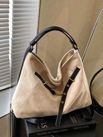 Sac Fourre-tout en Cuir PU Givré Vintage pour Femmes Grande Capacité Sac à Bandoulière Minimaliste Sac de Banlieue Sac à Main Rétro Mode