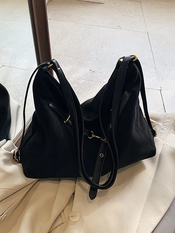 Sac Fourre-tout en Cuir PU Givré Vintage pour Femmes Grande Capacité Sac à Bandoulière Minimaliste Sac de Banlieue Sac à Main Rétro Mode